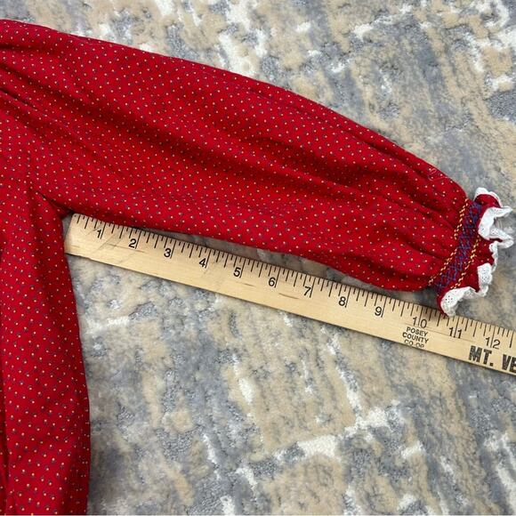 Vintage Handmade Christmas Smocked Long Dress size 5 - Picture 3 of 9